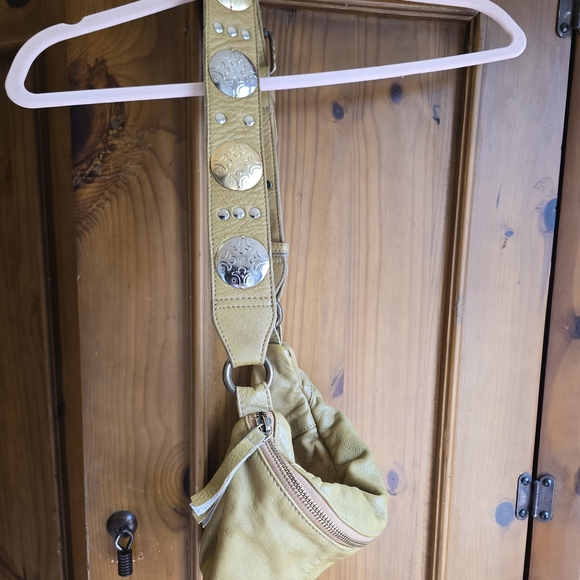 Free People Olive Leather Shoulder Bag with Silver Accents - Picture 8 of 9